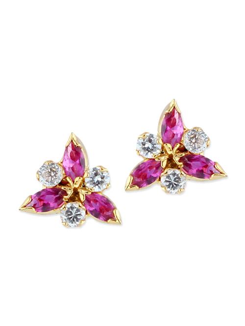 pink embellished brass studs earrings - 11275828 - Very Small Image - 1
