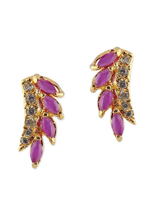 pink embellished brass studs earrings - 11275834 - Very Small Image - 1