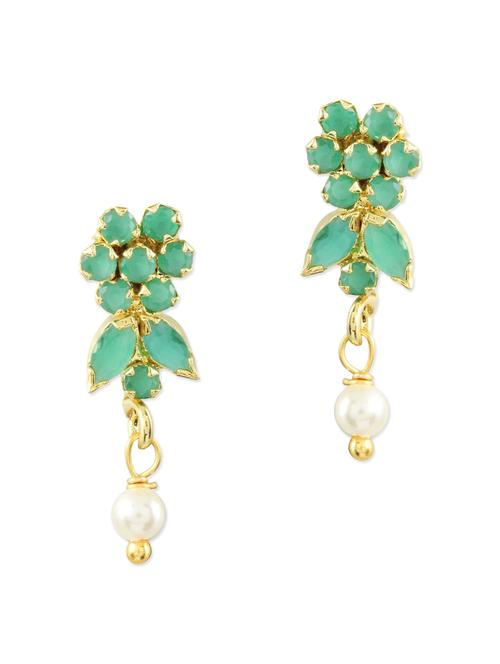 green embellished brass drop earrings - 11275842 - Very Small Image - 1