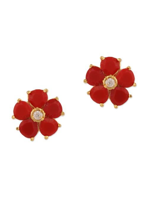 red brass studs earrings - 11275857 - Very Small Image - 1