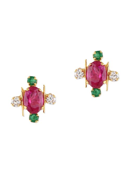multicolor brass studs earring - 11275865 - Very Small Image - 1