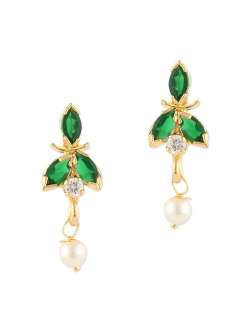 green brass drop earrings - 11275880 - Very Small Image - 1