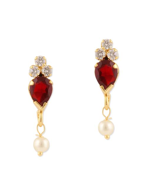 red embellished brass drop earrings - 11276165 - Very Small Image - 1