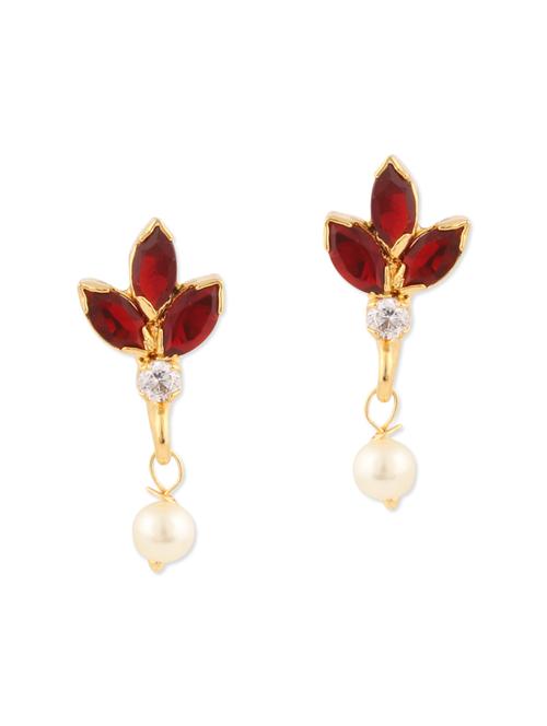 red embellished brass drop earrings - 11276166 - Very Small Image - 1