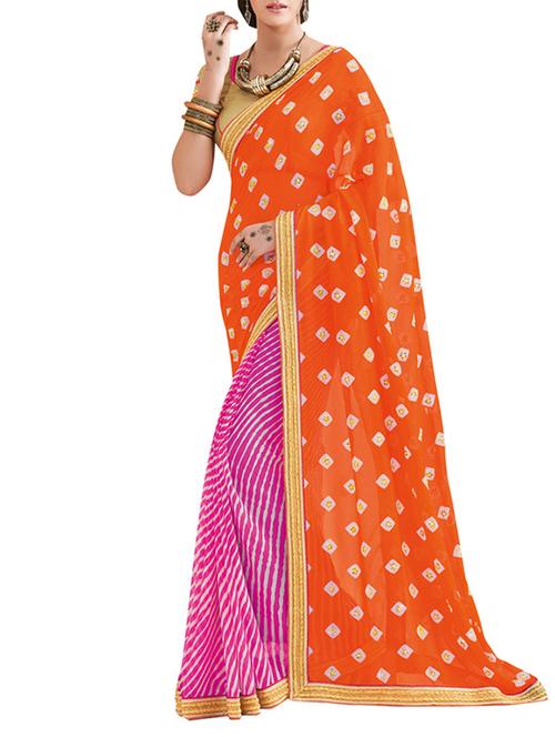 red georgette saree with blouse - 11276363 - Very Small Image - 1