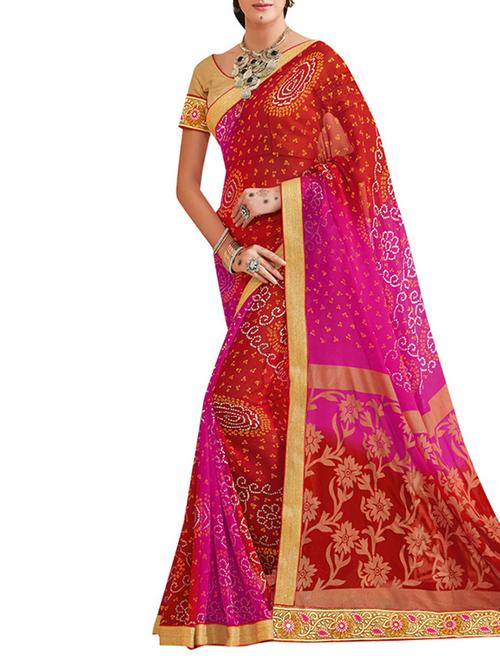 orange georgette saree with blouse - 11276368 - Very Small Image - 1