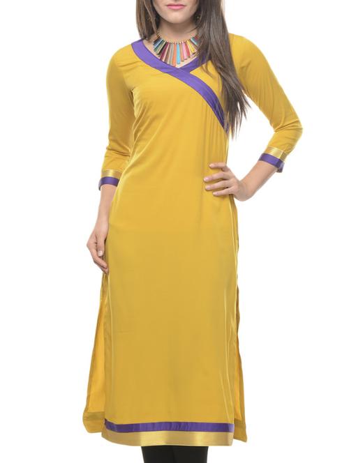 yellow georgette kurta - 11278881 - Very Small Image - 1