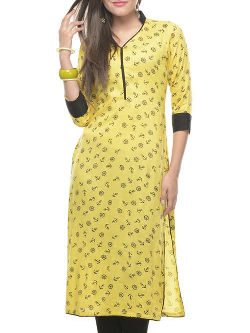 yellow georgette printed kurta - 11278883 - Very Small Image - 1