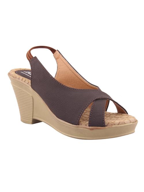 brown leatherette wedges - 11279588 - Very Small Image - 1