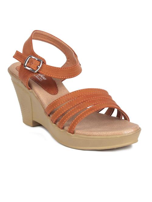 brown leatherette wedges - 11279598 - Very Small Image - 1