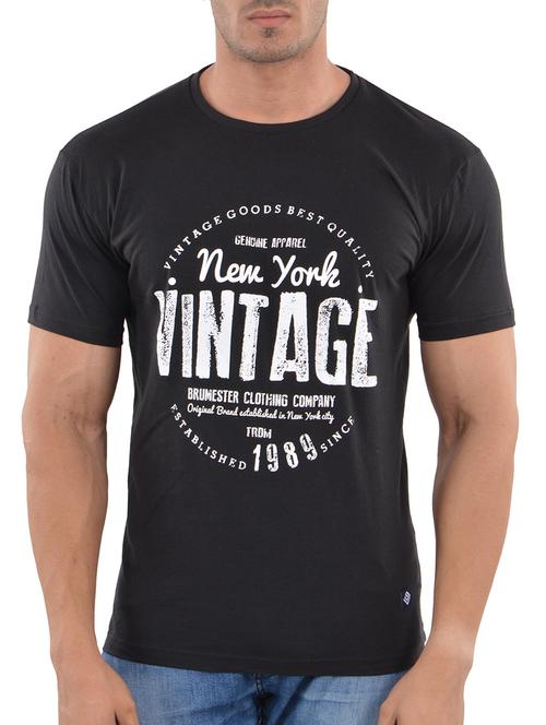 black printed cotton t-shirt - 11280231 - Very Small Image - 1