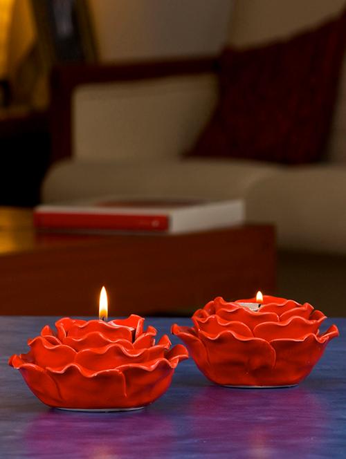 plush plaza red ceramic tea light holder - 11281709 - Very Small Image - 1