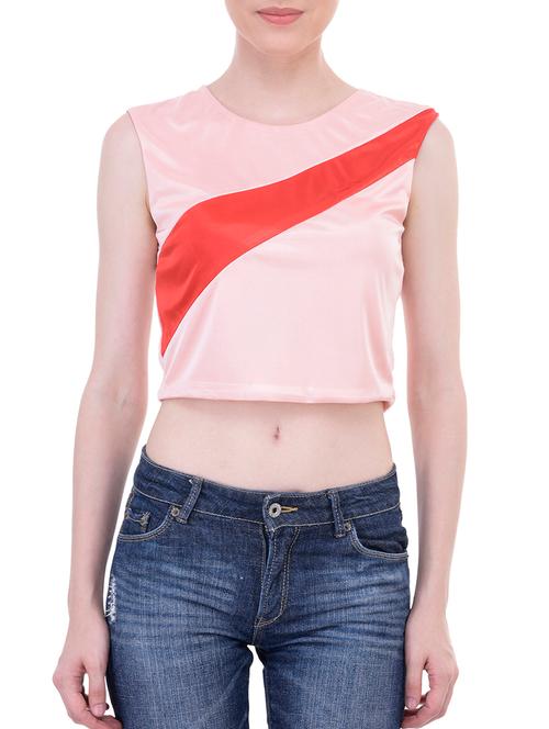 pink polyester crop top - 11282014 - Very Small Image - 1