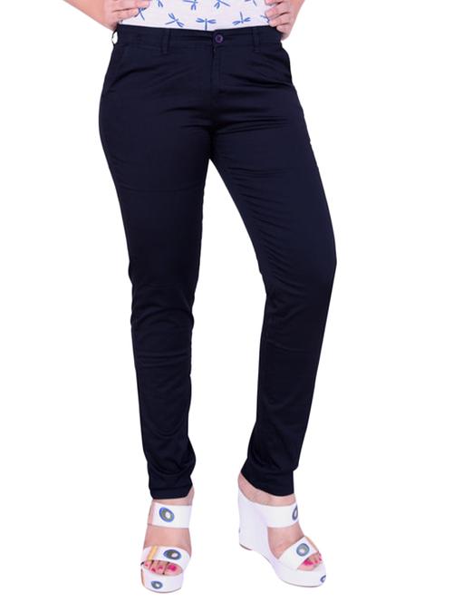 dark blue cotton flat front trouser - 11283346 - Very Small Image - 1