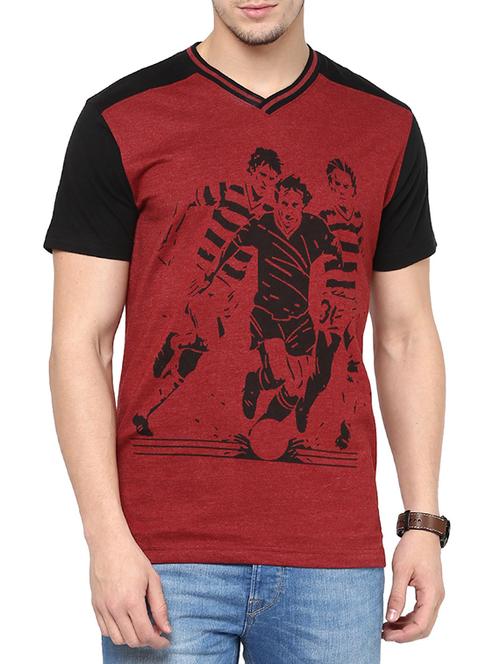 red cotton front print t-shirt - 11283720 - Very Small Image - 1