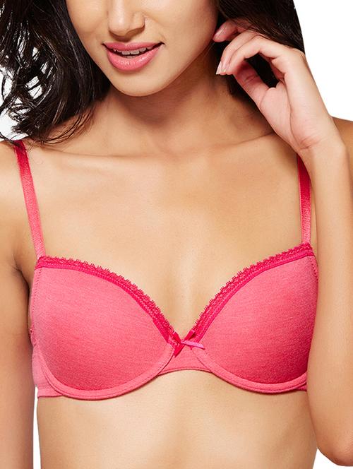 solid pink padded cotton t-shirt bra - 11285088 - Very Small Image - 1