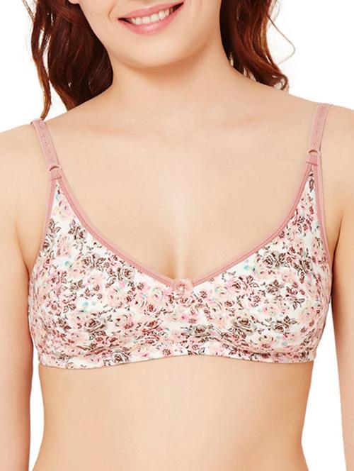 cream and pink floral printed cotton bra - 11285098 - Very Small Image - 1