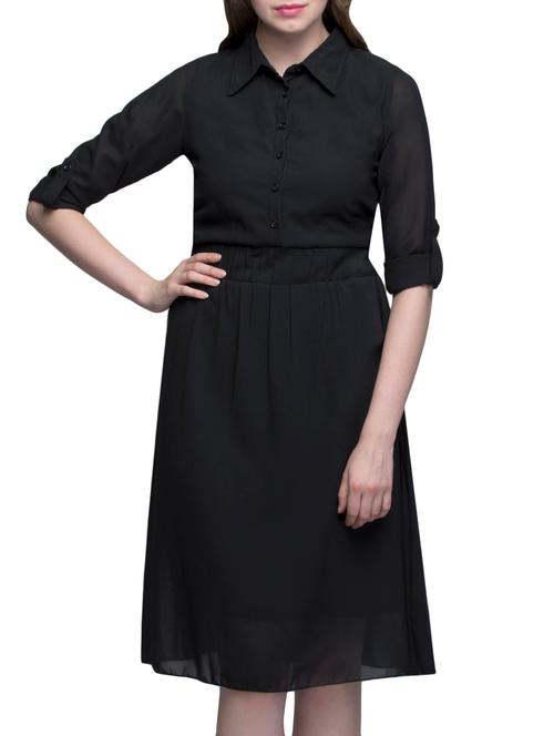 shirt collar blouson dress - 11285777 - Very Small Image - 1
