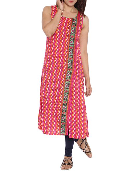 pink cotton kurta - 11290854 - Very Small Image - 1