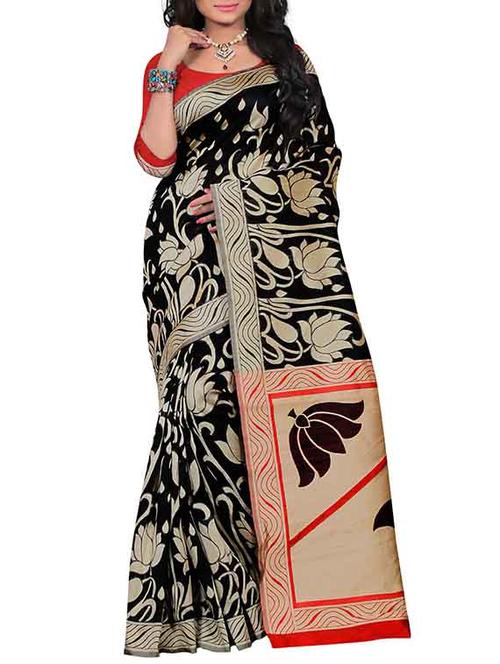black silk blend saree - 11290945 - Very Small Image - 1