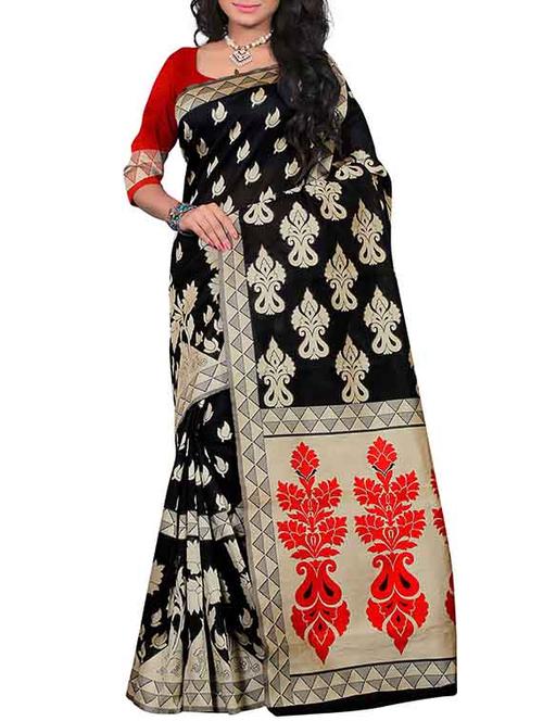 black silk blend saree - 11290956 - Very Small Image - 1