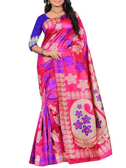 pink silk blend saree - 11290962 - Very Small Image - 1