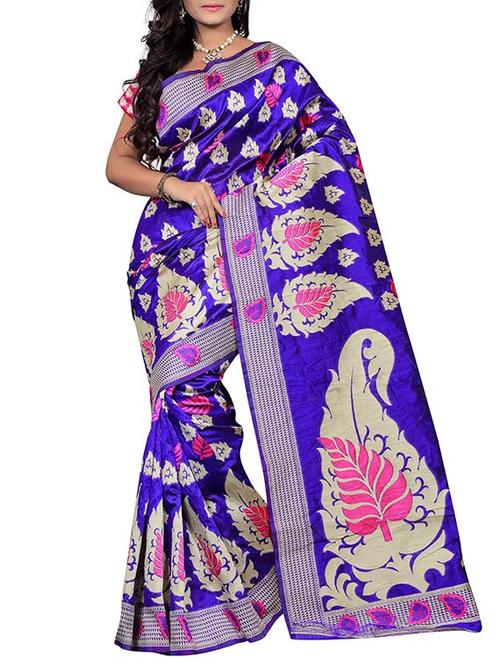 blue silk blend saree - 11290969 - Very Small Image - 1