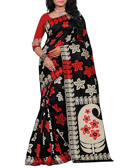 black silk blend saree - 11290975 - Very Small Image - 1