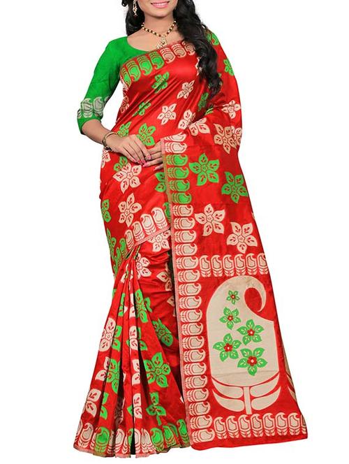 red silk blend saree - 11290976 - Very Small Image - 1