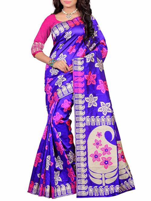 blue silk blend saree - 11290991 - Very Small Image - 1