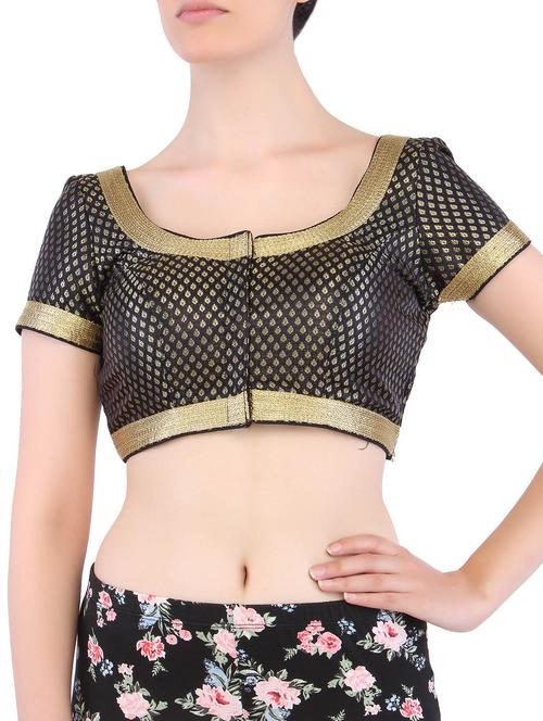 black short sleeves brocade blouse - 1129137 - Very Small Image - 1