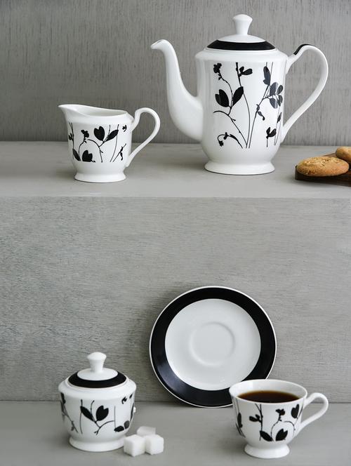 flower pattern print monochrome tea cup set - 1129310 - Very Small Image - 1