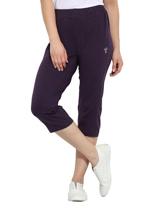 purple cotton sports capri - 11295302 - Very Small Image - 1