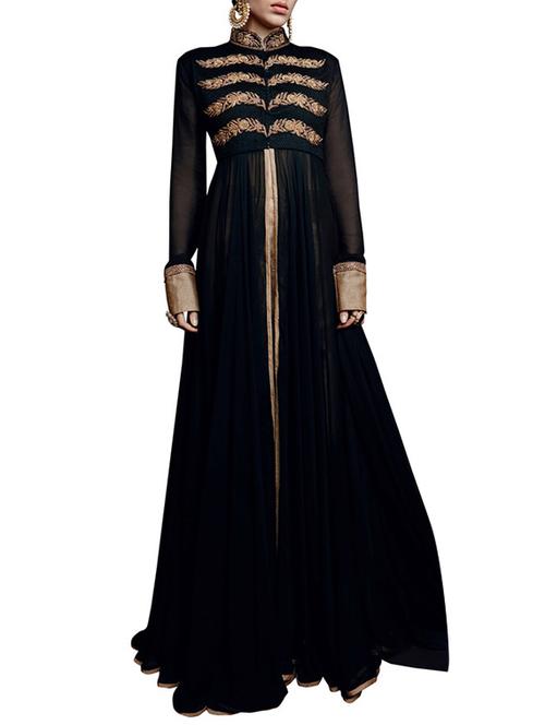 black georgette unstitched suit - 11295453 - Very Small Image - 1