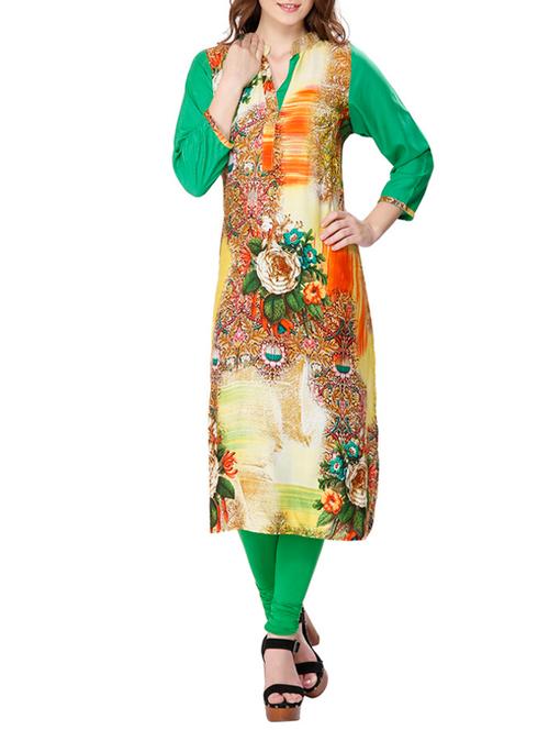 multicoloured printed rayon kurta - 11298609 - Very Small Image - 1