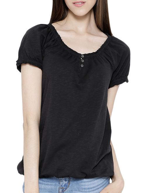 black cotton ballon top - 11299809 - Very Small Image - 1