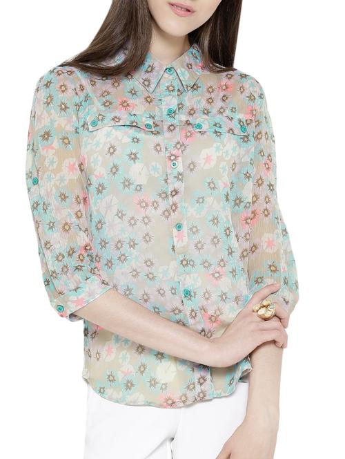 light blue chiffon regular top - 11299820 - Very Small Image - 1