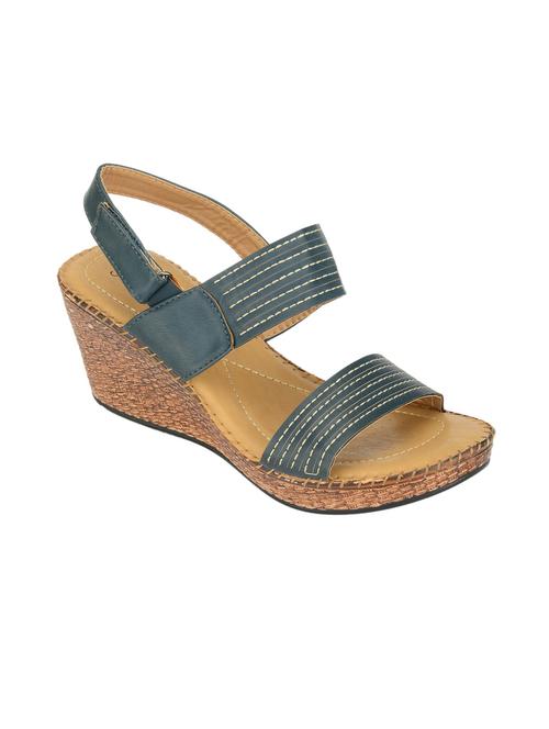 blue color, leatherette wedges - 11301262 - Very Small Image - 1
