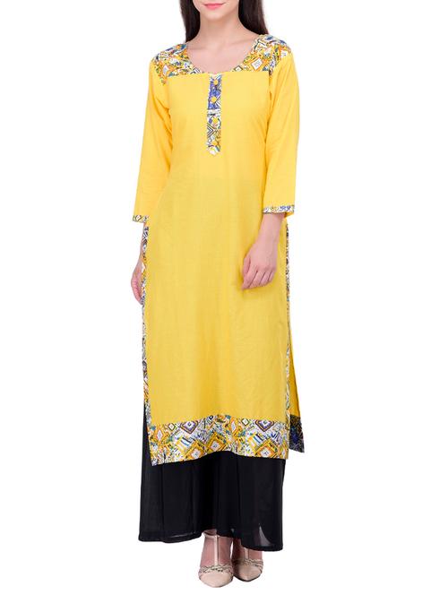 yellow cotton kurta - 11301641 - Very Small Image - 1