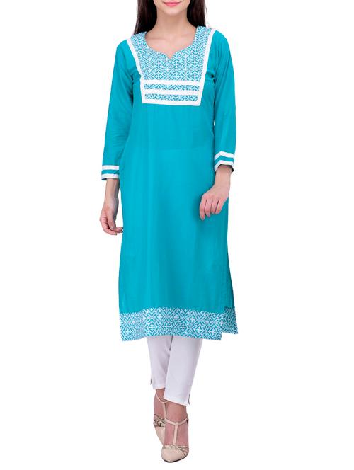 blue cotton kurta - 11301644 - Very Small Image - 1