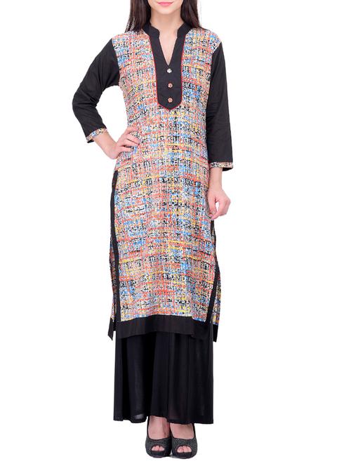 orange cotton straight kurta - 11301654 - Very Small Image - 1