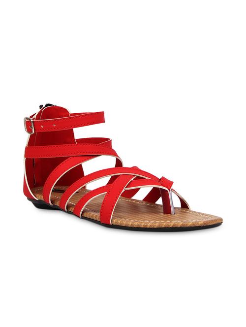 red strappy zip closure sandals - 1130196 - Very Small Image - 1