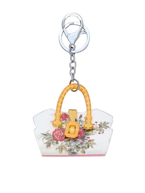 yellow and off-white metal bag key chain - 11302527 - Very Small Image - 1