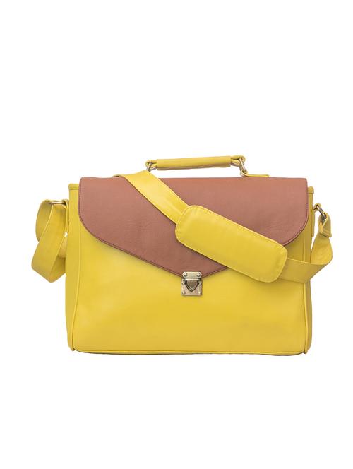 yellow and brown polyester laptop bag - 11303616 - Very Small Image - 1