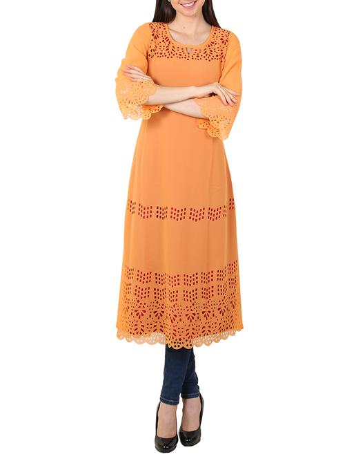 orange georgette kurta - 11304022 - Very Small Image - 1