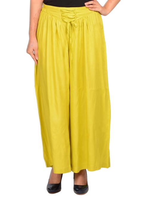 yellow rayon palazzo - 11309435 - Very Small Image - 1