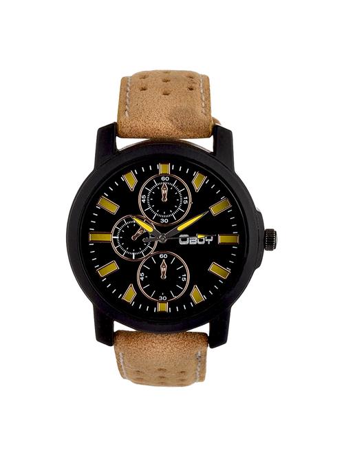 black dial leather strap chronograph watch - 11309798 - Very Small Image - 1
