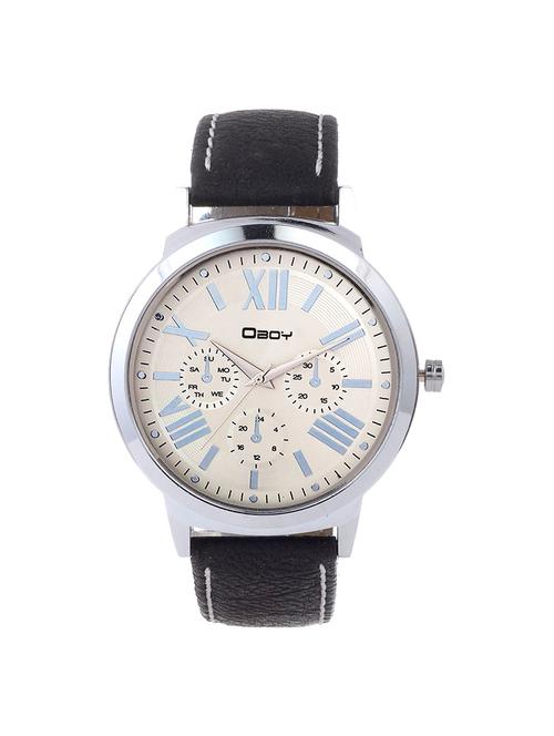 silver dial leather strap chronograph watch - 11309811 - Very Small Image - 1