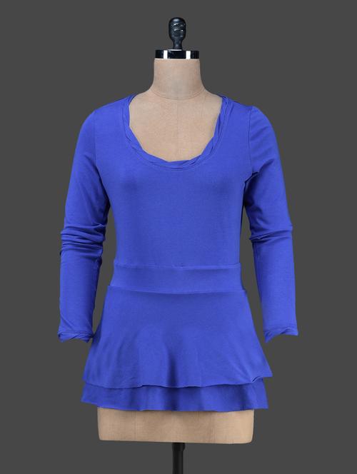 blue long sleeves double layer flared top - 1131014 - Very Small Image - 1
