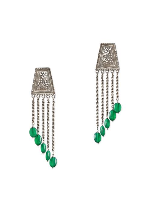 green drop repousse 92.5 silver earrings - 11310310 - Very Small Image - 1